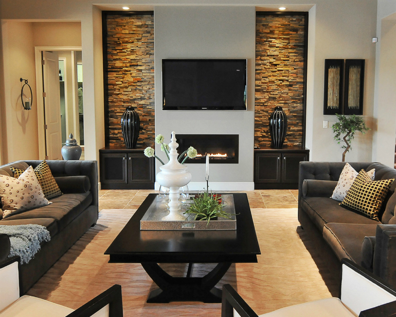 6 Mid-century Modern Living-Rooms Using Marble and Stone