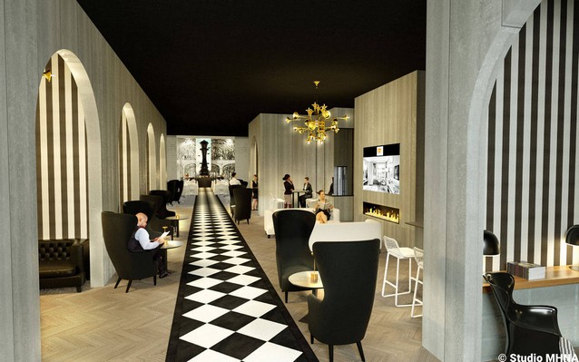midcentury modern bar vip area at equip hotel 2016