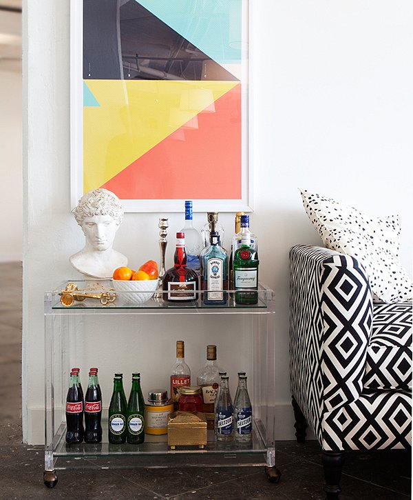 mid-century bar cart