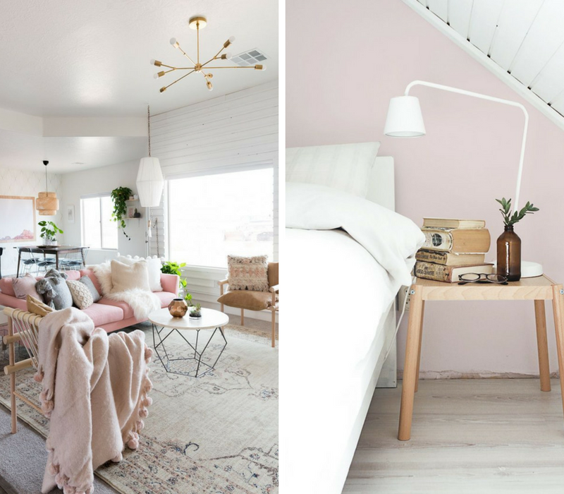 color trends, millennial pink, pastel colors, winter home decor, cozy home decor ideas, mid-century modern, mid century furniture
