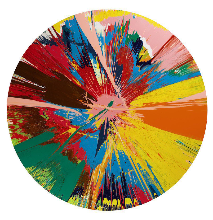 David-Bowie-art-collection-auction-Damien-Hirst-“Beautiful-Shattering-Slashing-Violent-Pinky-Hacking-Sphincter-Painting”-1995-Household-gloss-on-canvas David-Bowie-art-collection-auction-Damien-Hirst-“Beautiful-Shattering-Slashing-Violent-Pinky-Hacking-Sphincter-Painting”-1995-Household-gloss-on-canvas David Bowie art collection auction - Damien Hirst, “Beautiful, Shattering, Slashing, Violent, Pinky, Hacking, Sphincter Painting,” 1995 Household gloss on canvas David Bowie David Bowie Art Collection will be auctioned David Bowie art collection auction Damien Hirst Beautiful Shattering Slashing Violent Pinky Hacking Sphincter Painting 1995 Household gloss on canvas