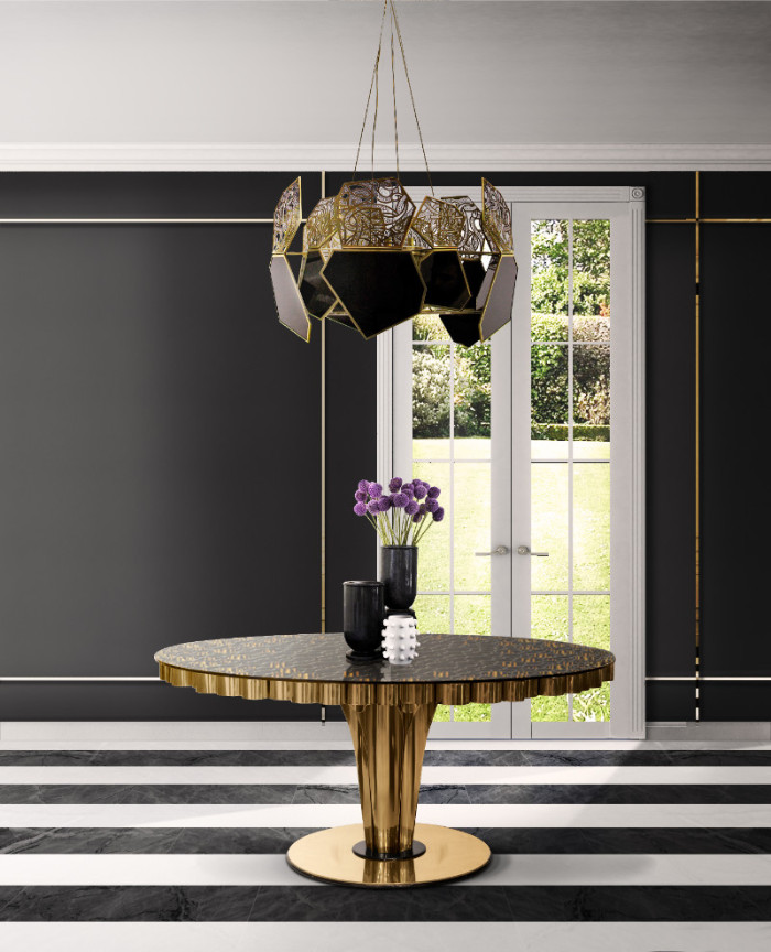 black 50 Unforgettable Black Home Accents and Interior Decorating Ideas Essential Home Wormley Dining Table 01