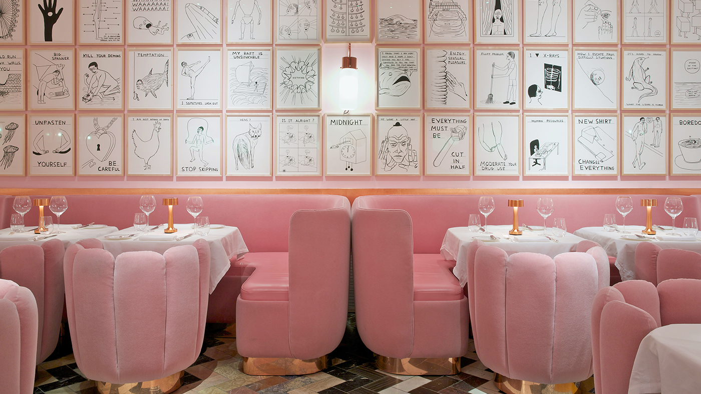 Pink restaurant in London London Pink restaurant in London gallery banquettecloseup 2015 rgb