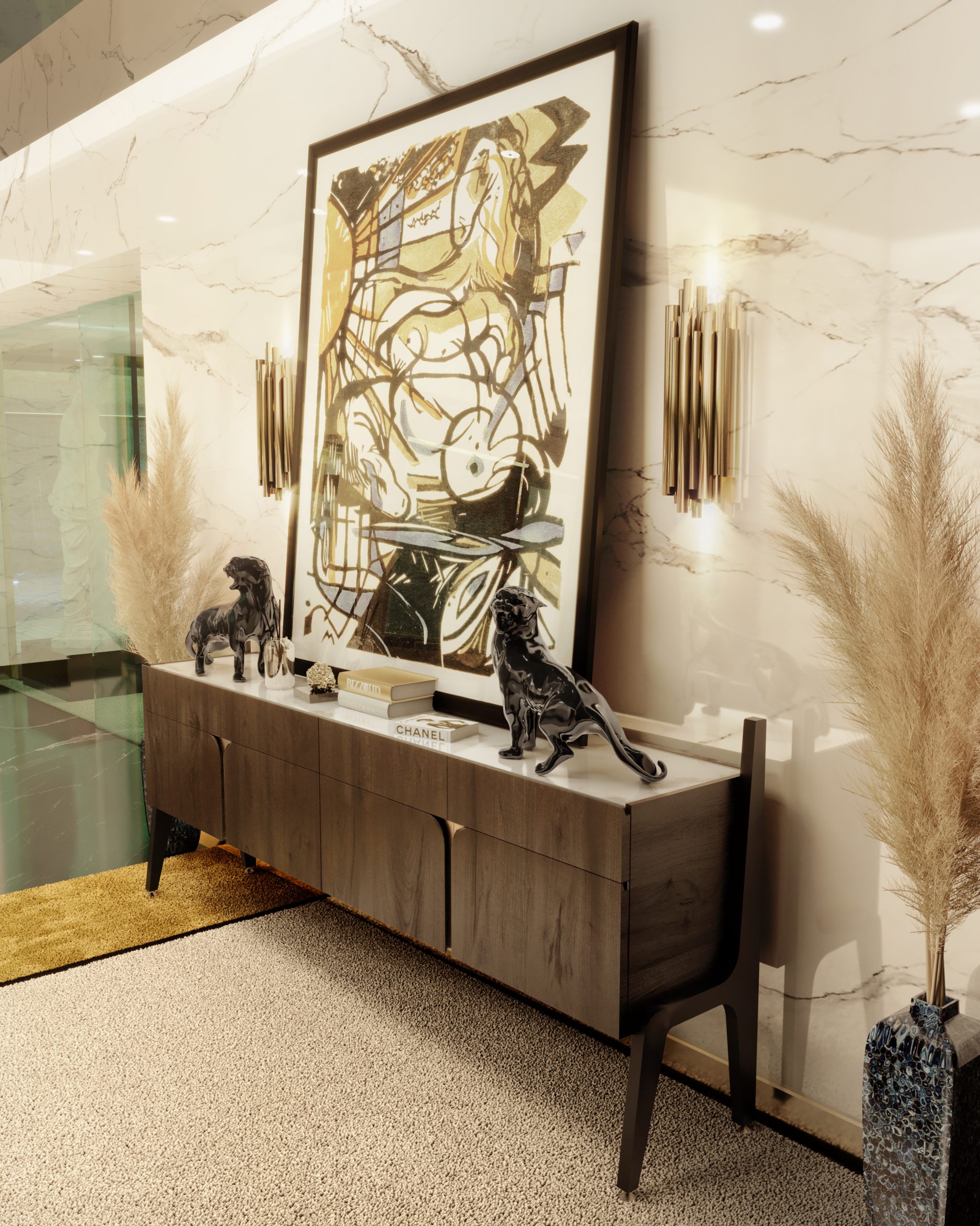 A FRENCH MAJESTIC MARBLE ENTRYWAY DECOR