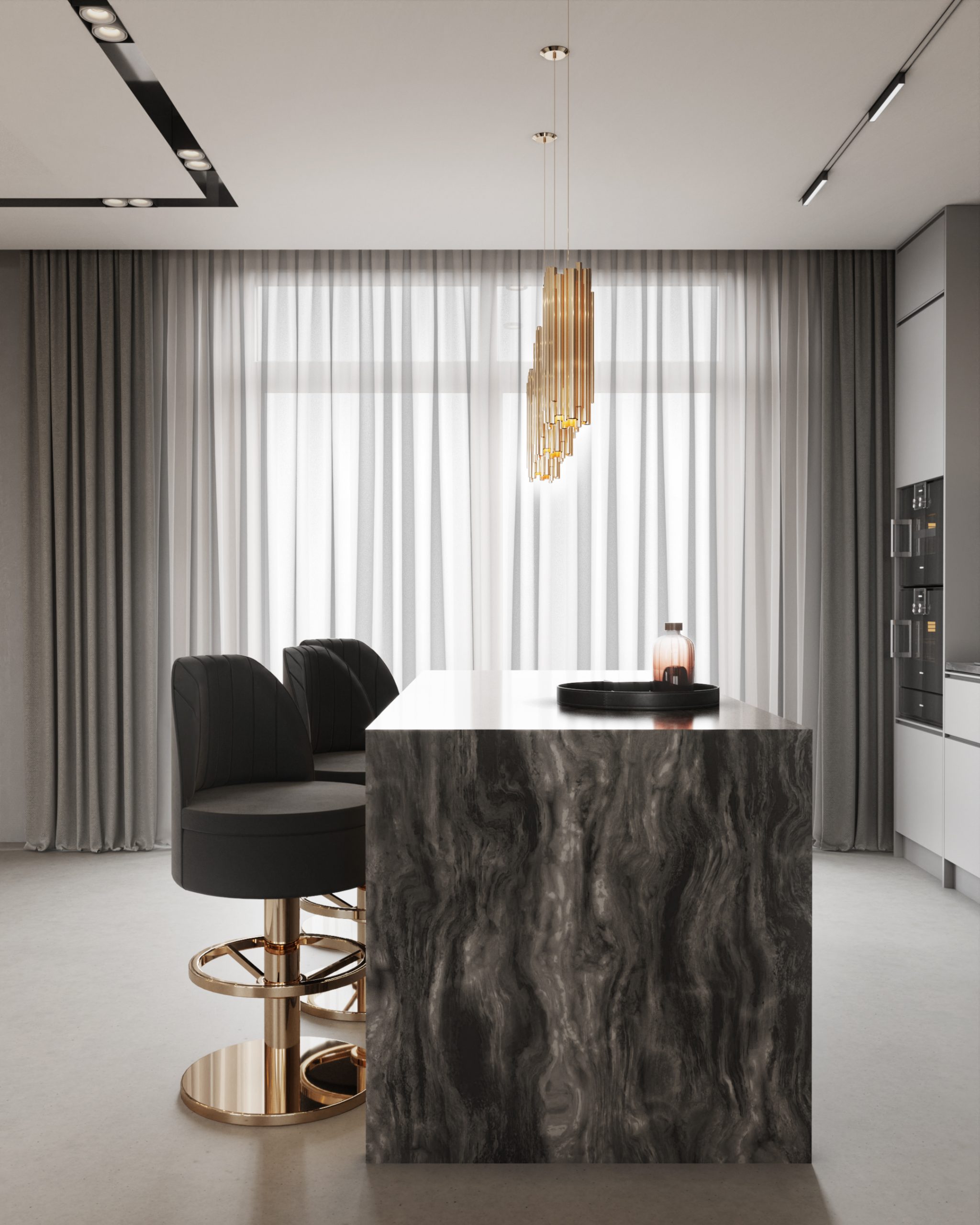 MODERN KITCHEN DESIGN WITH BLACK DETAILS