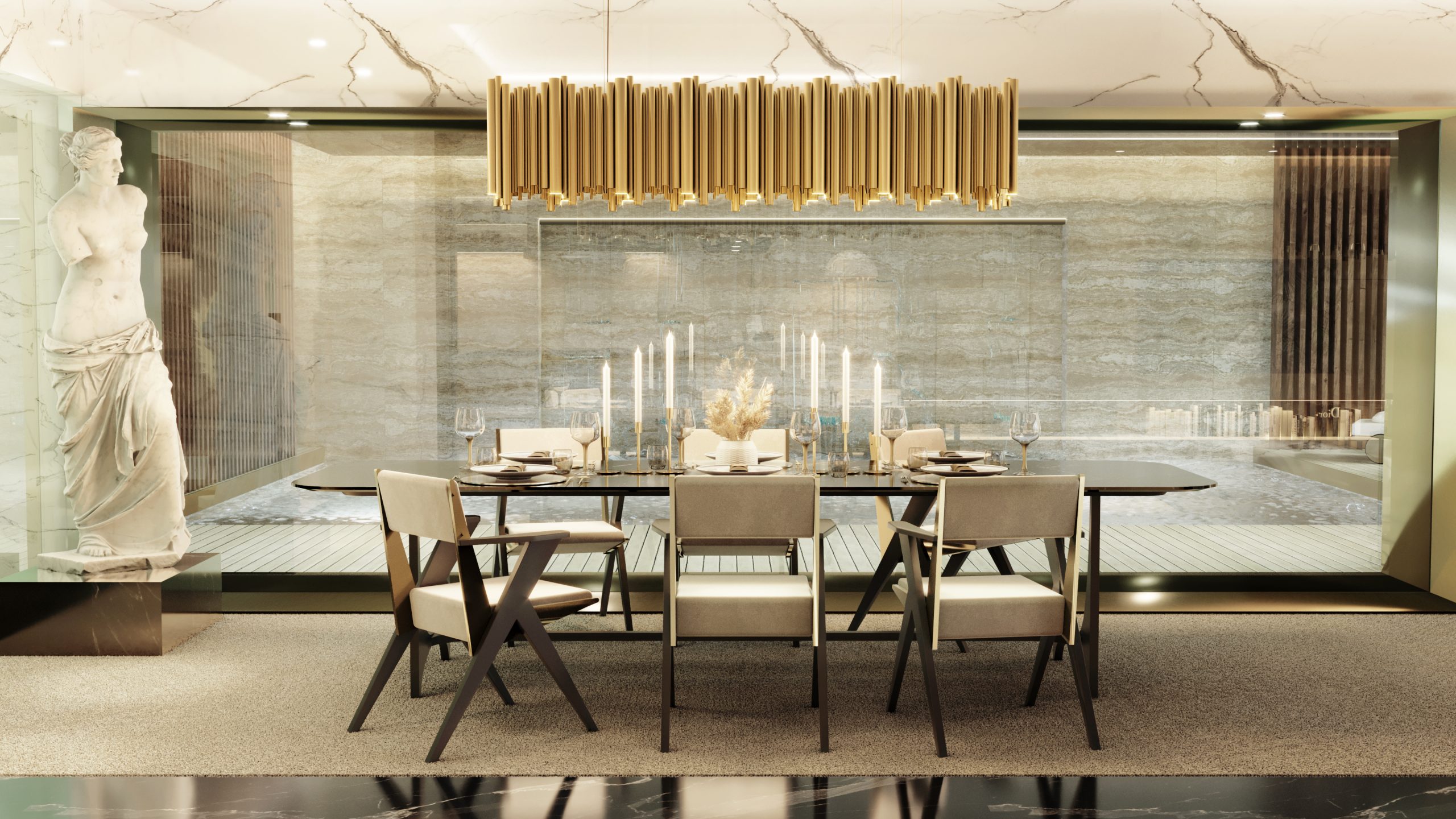 AMAZING DINING AREA WITH A VIEW TO THE POOL