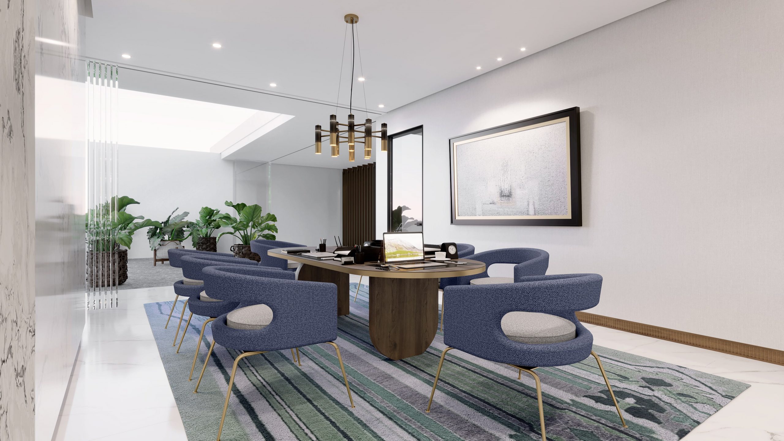 A MID-CENTURY OFFICE WITH OUTSIDE VIEW